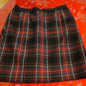 J. Crew Red and Black Plaid Pencil Skirt